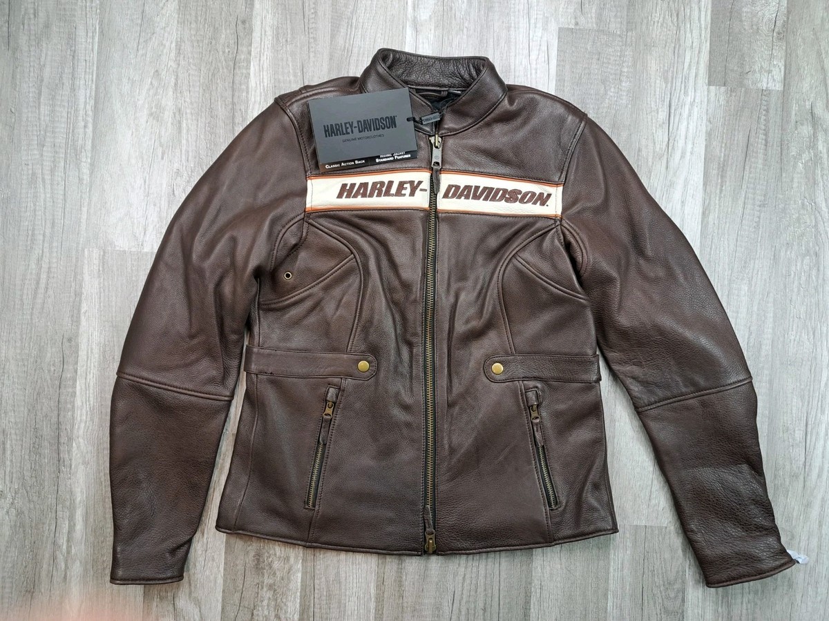 Harley Davidson Victory Lane Heavyweight Leather Jacket Brown