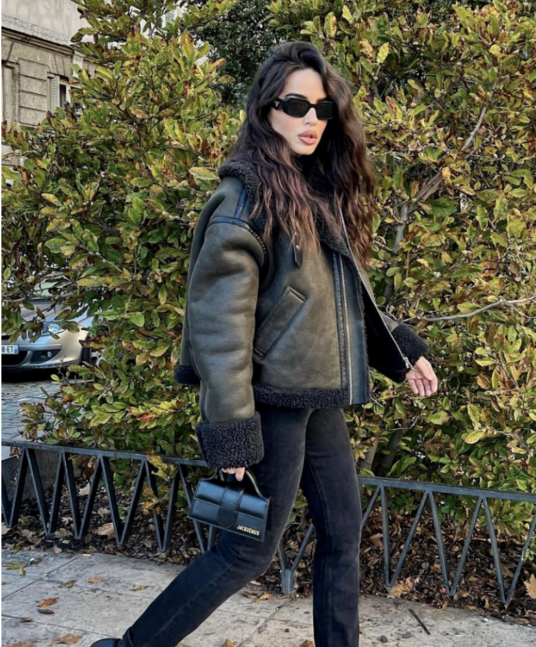 ZARA NEW WOMAN FAUX SUEDE DOUBLE FACED LONG JACKET GREEN 3548/241