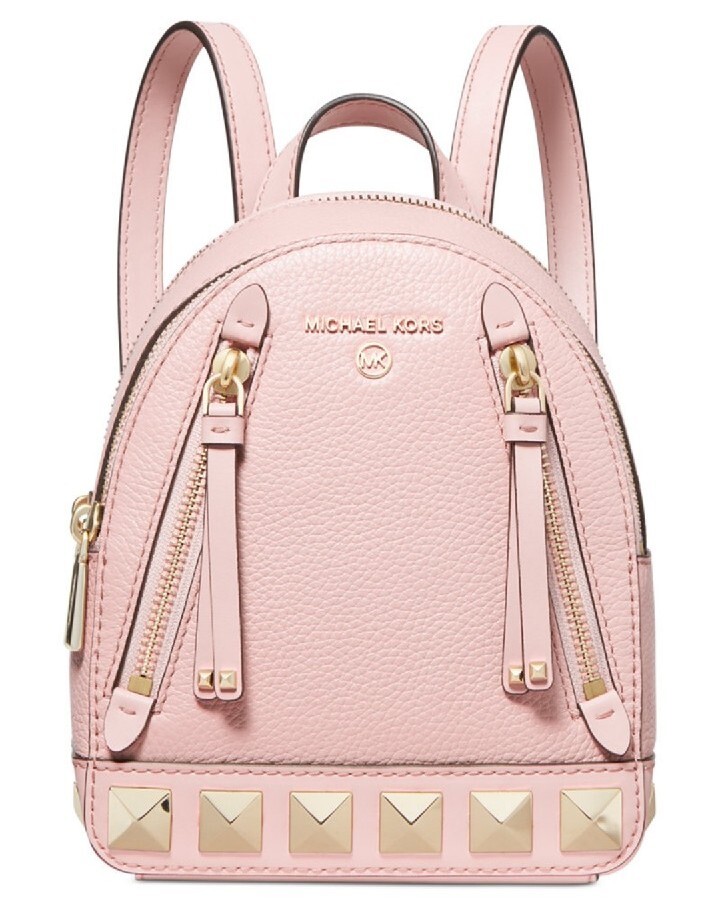 NEW Michael Kors Mini Brooklyn Studded Leather Pink Backpack
