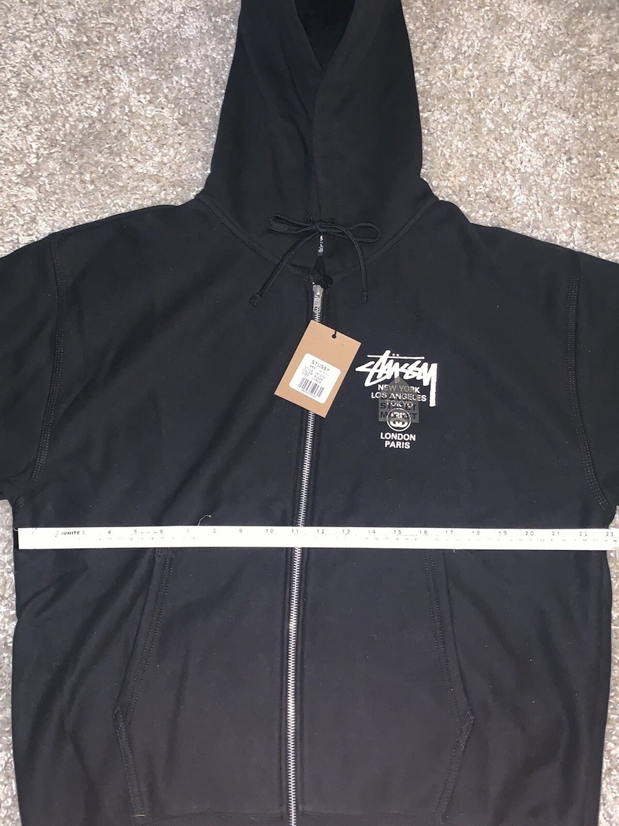 Stussy x DSM x Dover Street Market World Tour Black Zip Up Hoodie