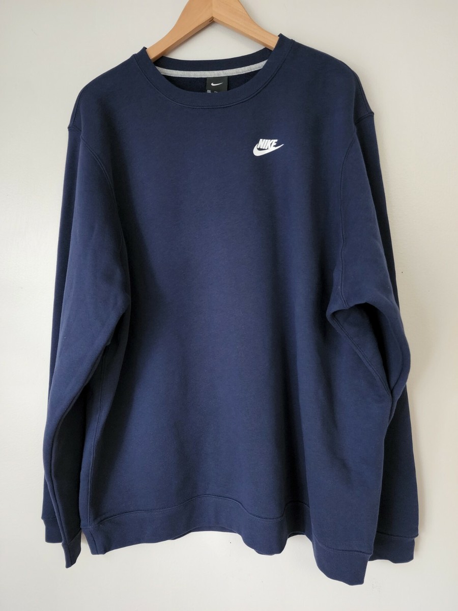 Nike Sportswear Club Fleece Crew Sz 2XL Sweatshirt College Navy