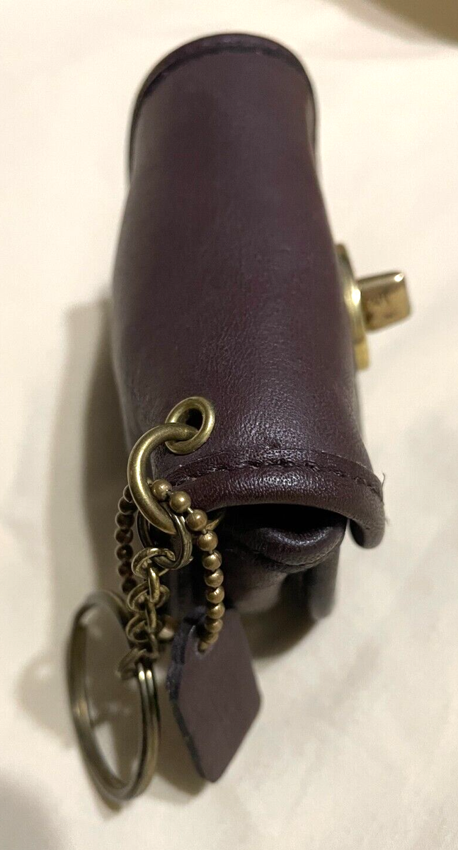 RARE!!! DARK BROWN COACH VINTAGE MINI CITY KEY FOB LEATHER COIN
