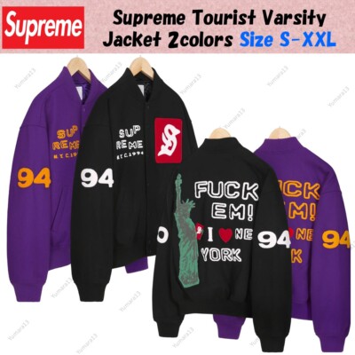 Supreme Tourist Varsity Jacket Black Purple 2colors Size S-XXL | eBay