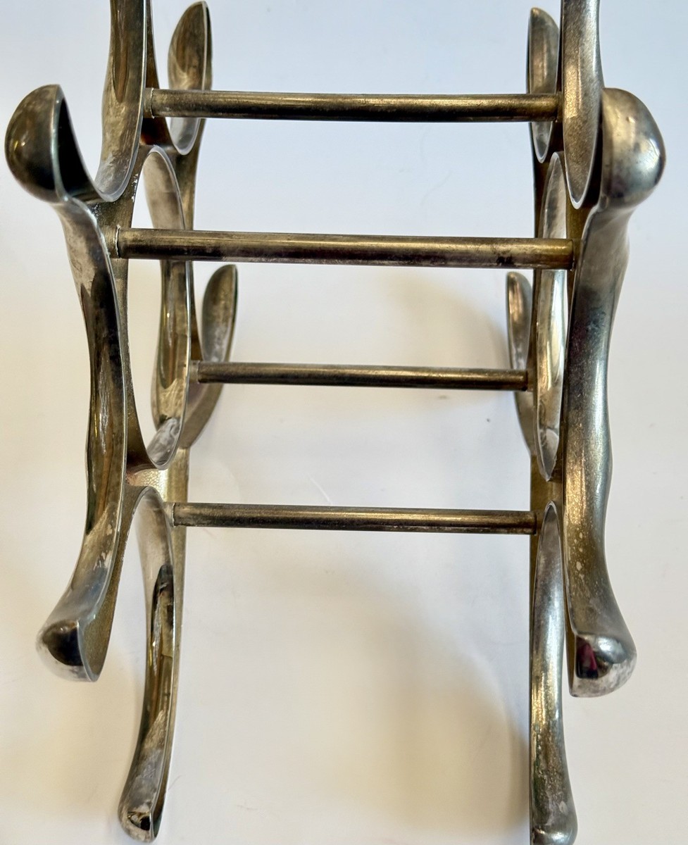 MICHAEL NOLL Style Cast Aluminum Wine Rack – 6 Bottle Mid Century