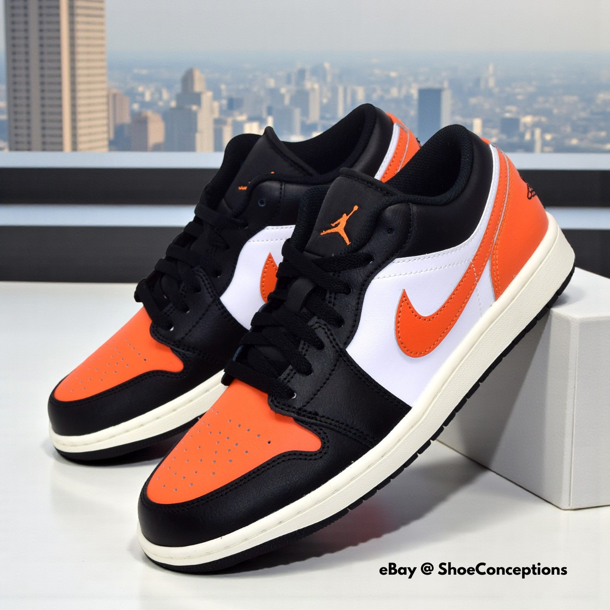 Nike Air Jordan 1 Low Men's Shoes Black Starfish White 553558-081