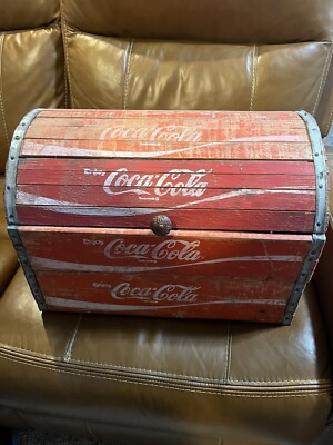 Vintage COCA COLA Wooden Treasure Chest Box Trunk Made From Coke