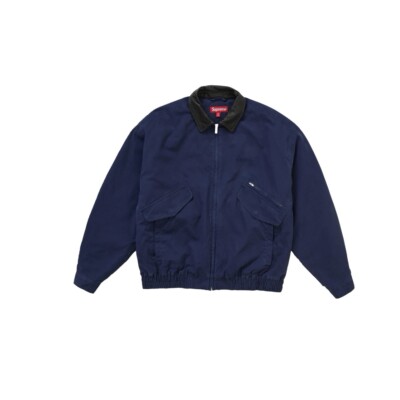 Supreme Leather Collar Utility Jacket Navy Size: Extra Large | eBay