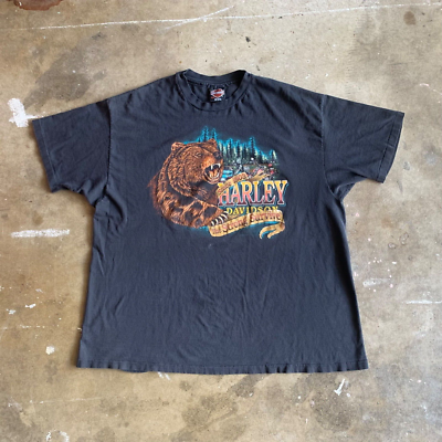 90s VINTAGE HARLEY DAVIDSON BEAR T-SHIRT SZ 2XL XXL WYOMING 3D