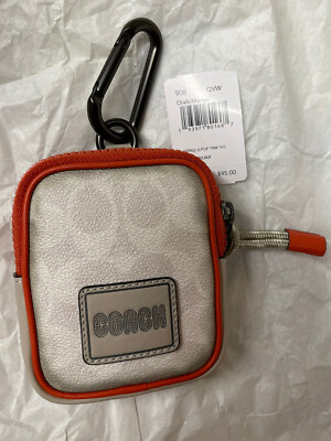 Coach Hybrid Pouch 8 with Coach Patch Chalk Mango Signature Canvas