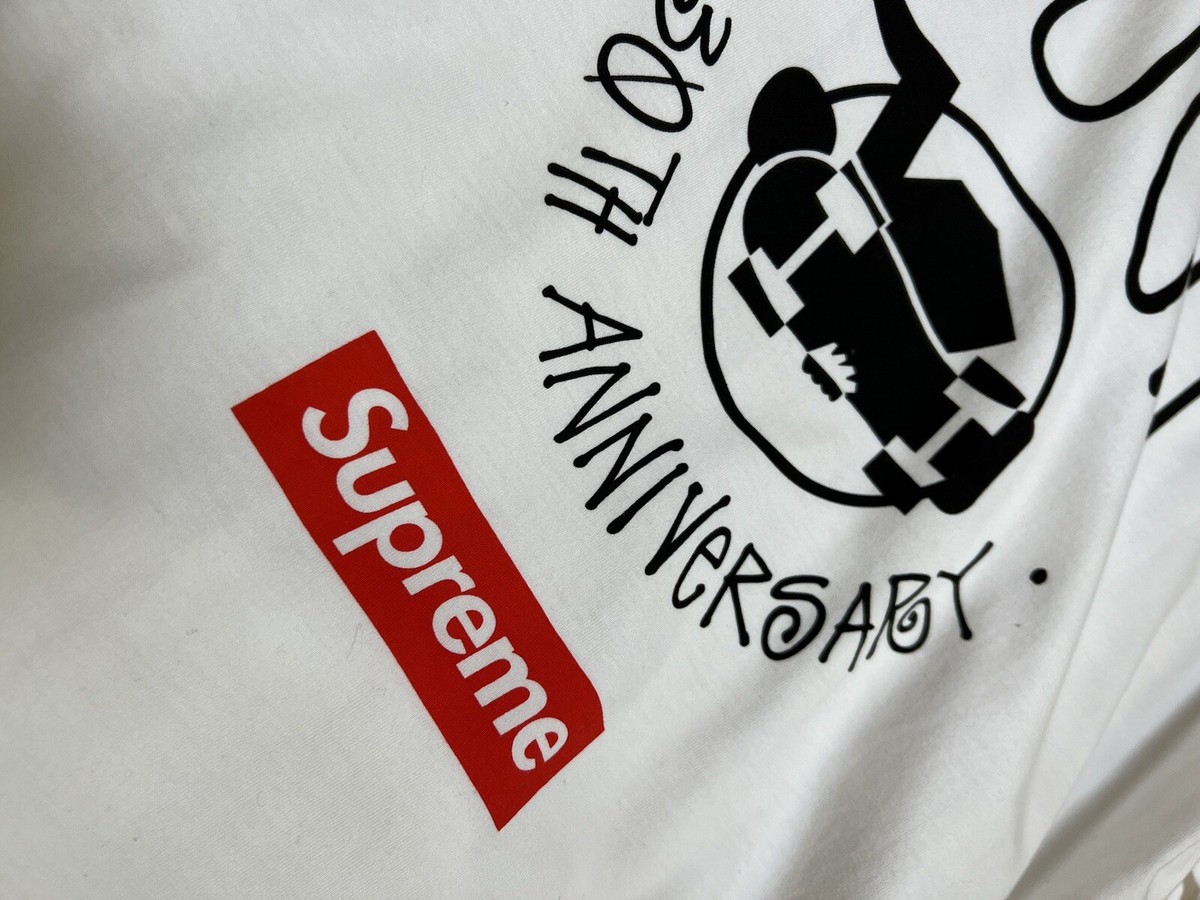 STUSSY X SUPREME 30TH ANNIVERSARY BOX LOGO TEE SHIRT WHITE SZ L