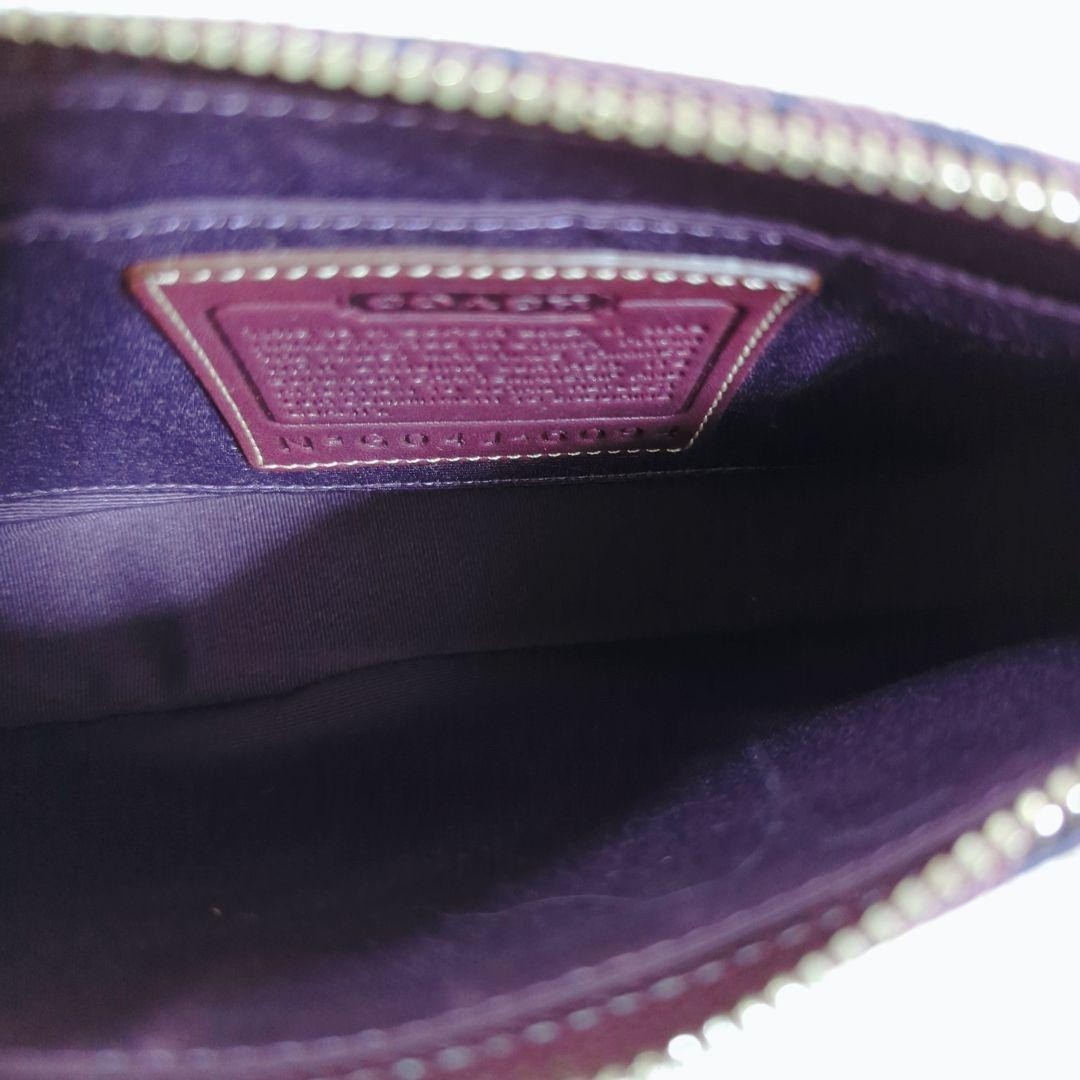 Coach Signature Demi mini Pouch Hand Bag Purple Brown Suede 6094