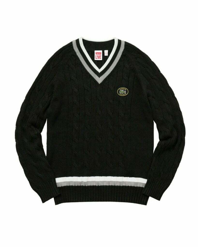 Supreme Lacoste Tennis Sweater Black/White S/S 17 | eBay