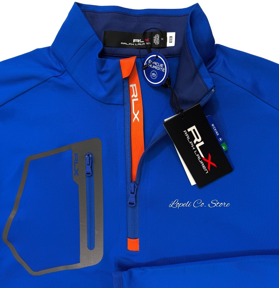 Ralph Lauren RLX Blue Orange 1/4 Zip Performance Pullover Golf