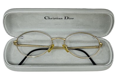 Vintage Christian Dior Eyeglasses CD 3547 Gold Metal Oval w/Dior