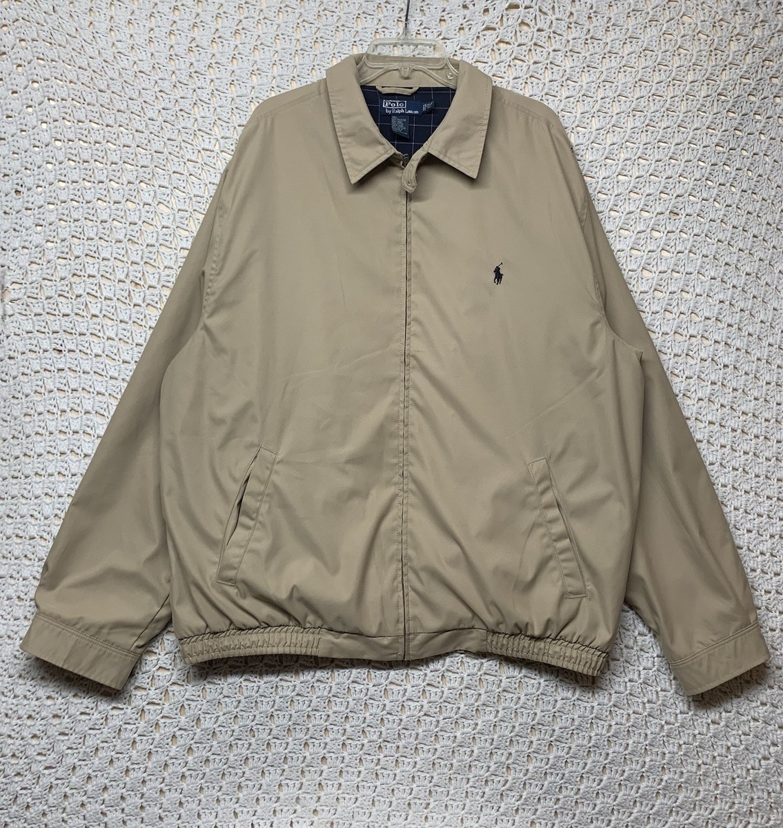 Vtg Polo Ralph Lauren Bi-Swing Jacket Mens 2XLT Beige Plaid Lined
