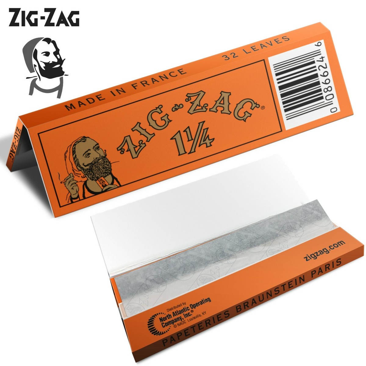 Zig Zag French Orange 1.25 1 1/4 Rolling Papers 24 Booklet (32