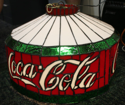 Vintage Coca Cola Stained GLASS Tiffany Style Hanging Bar Pool
