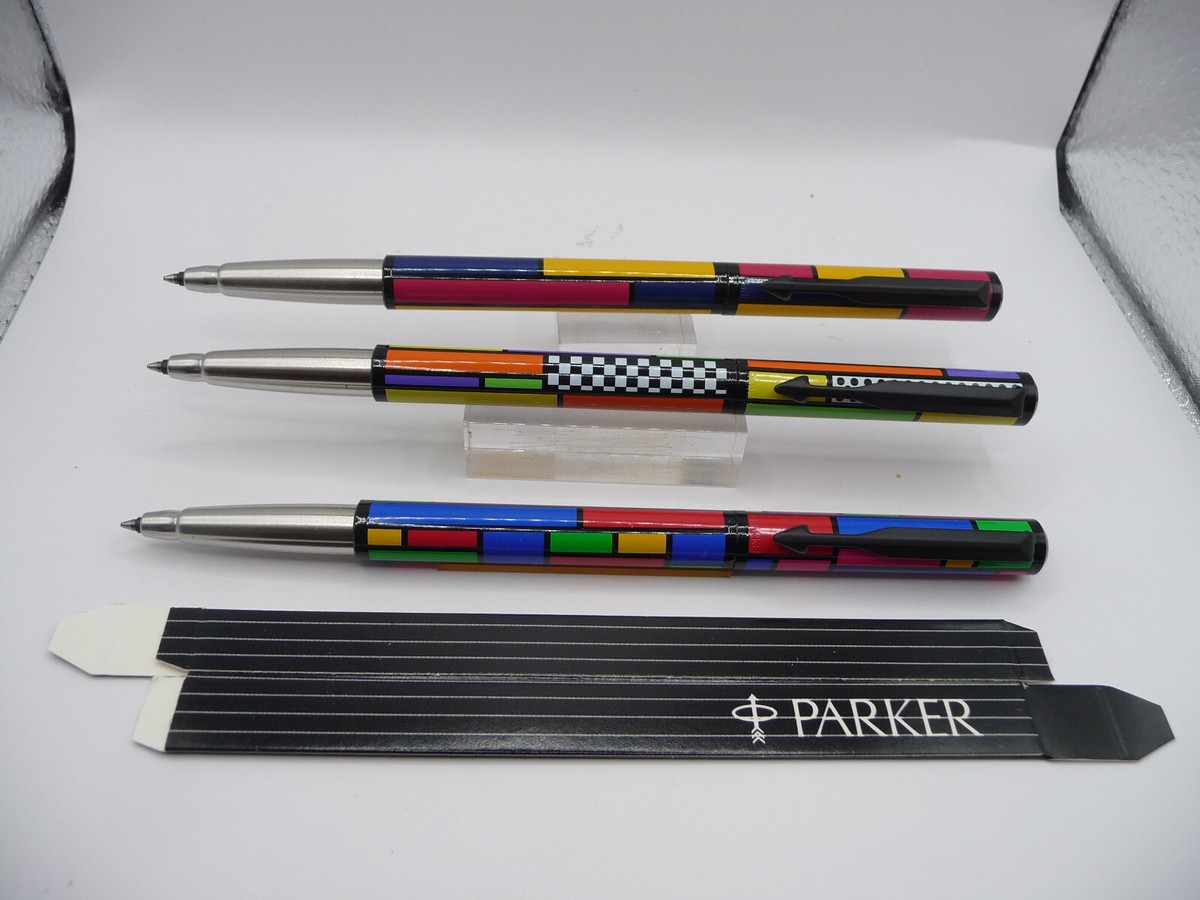 Parker Vintage 1993 Stained Glass Vector Roller ball pen--lot of 3