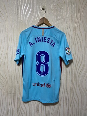 BARCELONA 2017 2018 AWAY SHIRT JERSEY NIKE 847254-484 sz S MEN #8