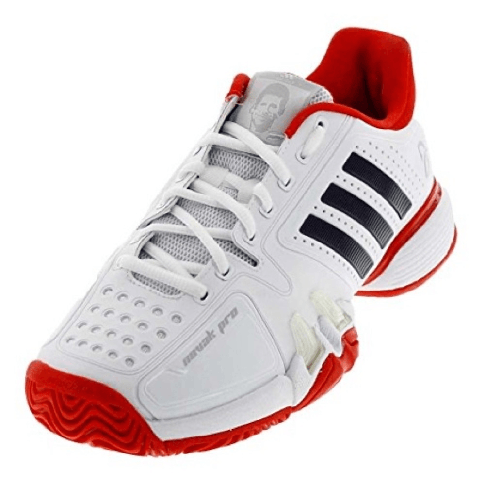 Adidas Barricade Novak Pro Tennis Court Shoes (White/Navy/Red