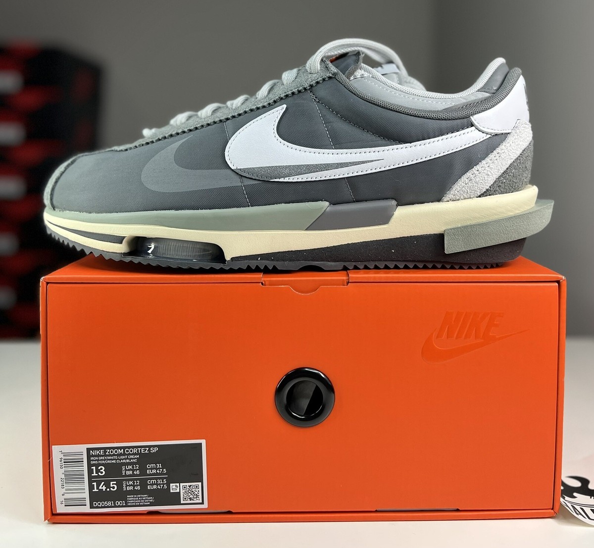 NEW Nike Zoom Cortez SP Sacai Iron Grey | Men's Size 13 | DQ0581