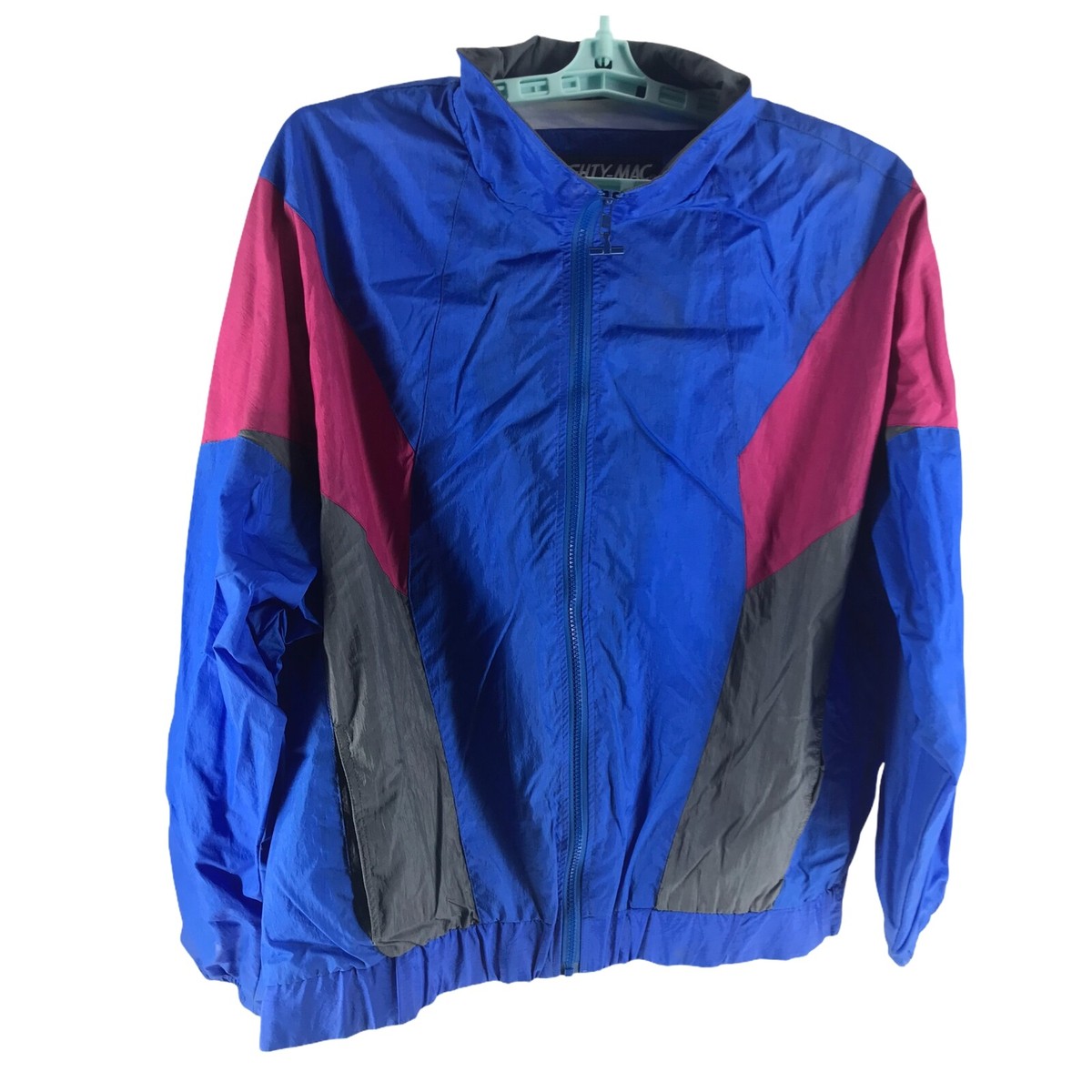 Mighty-Mac Vintage Windbreaker Jacket Color Block Full Zip Men's