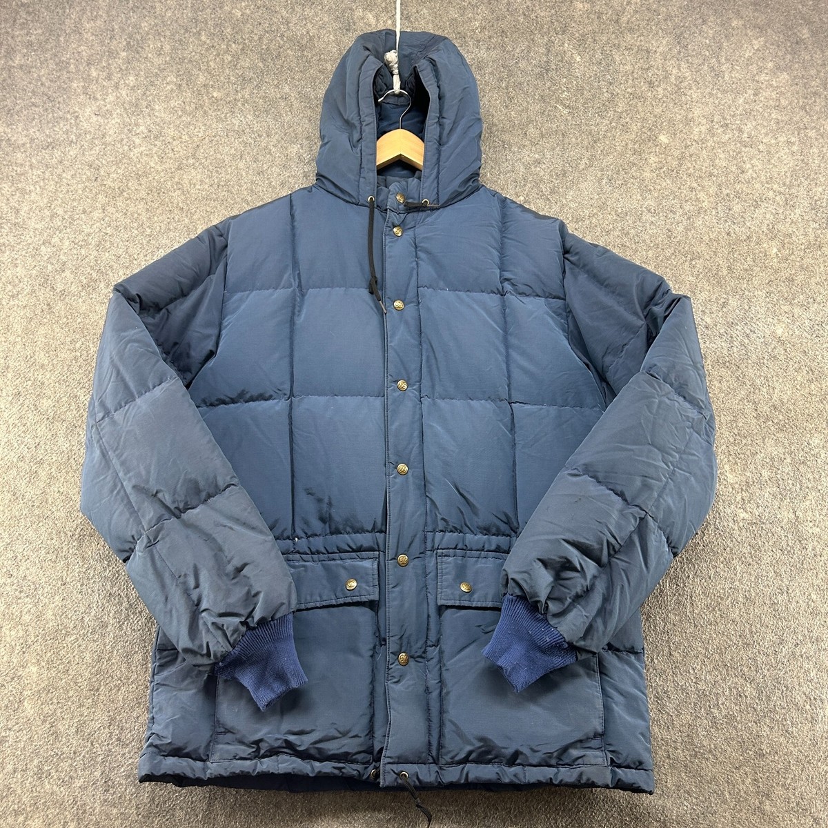 Eddie Bauer Jacket Mens XL Blue Puffer Goose Down Hooded Kara