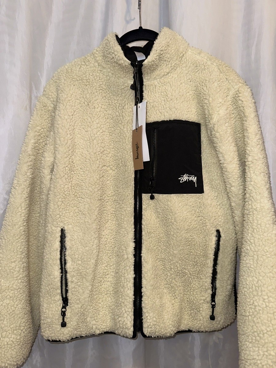 Stussy 8 Ball Sherpa Reversible Jacket Natural (Medium) | eBay