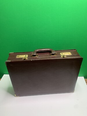 Vintage Amiet Briefcase Attache Case Brown Leather Hard Side