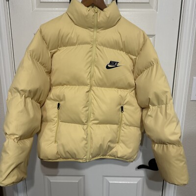 Reversible supreme nike puffer jacket Pale Yellow Medium | eBay