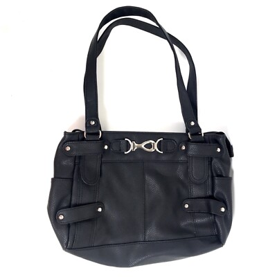 Womens Vintage Y2K Black Classy Streetwear Large Shoulder Bag Faux