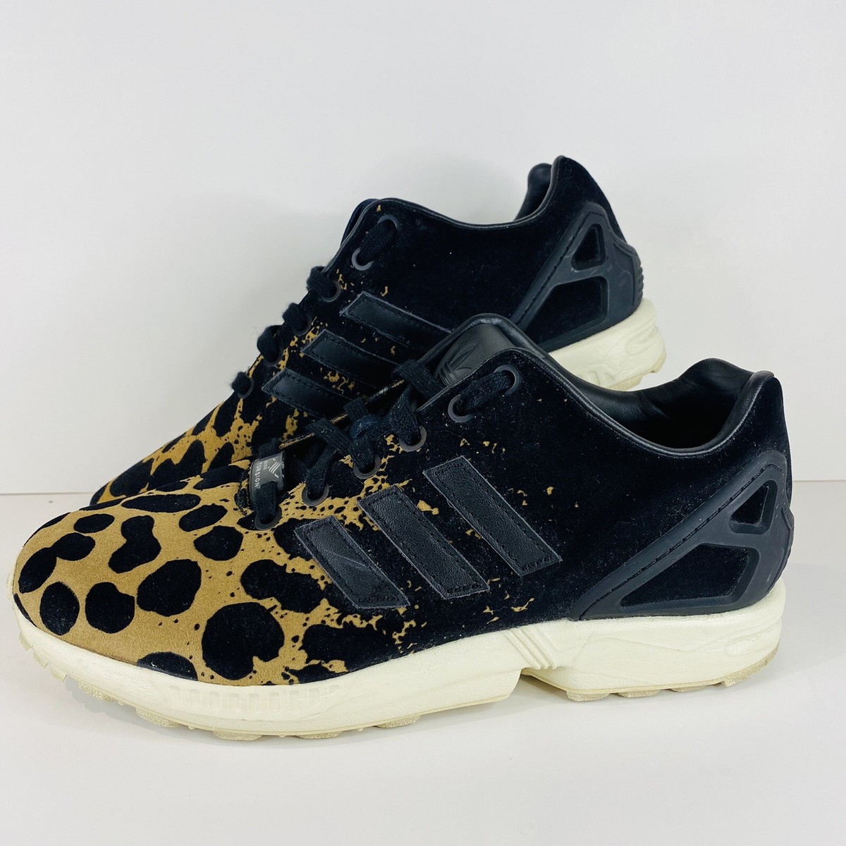 Adidas ZX Flux Core Black Women Size US 7.5 Cheetah ￼Leather