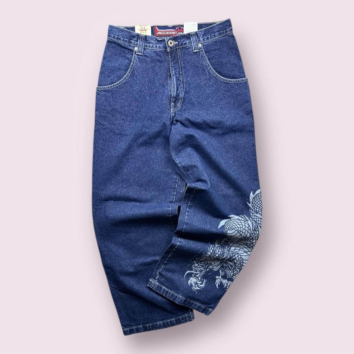 Vintage Deadstock Men's JNCO Dragon Wide Leg Baggy Skater Jeans