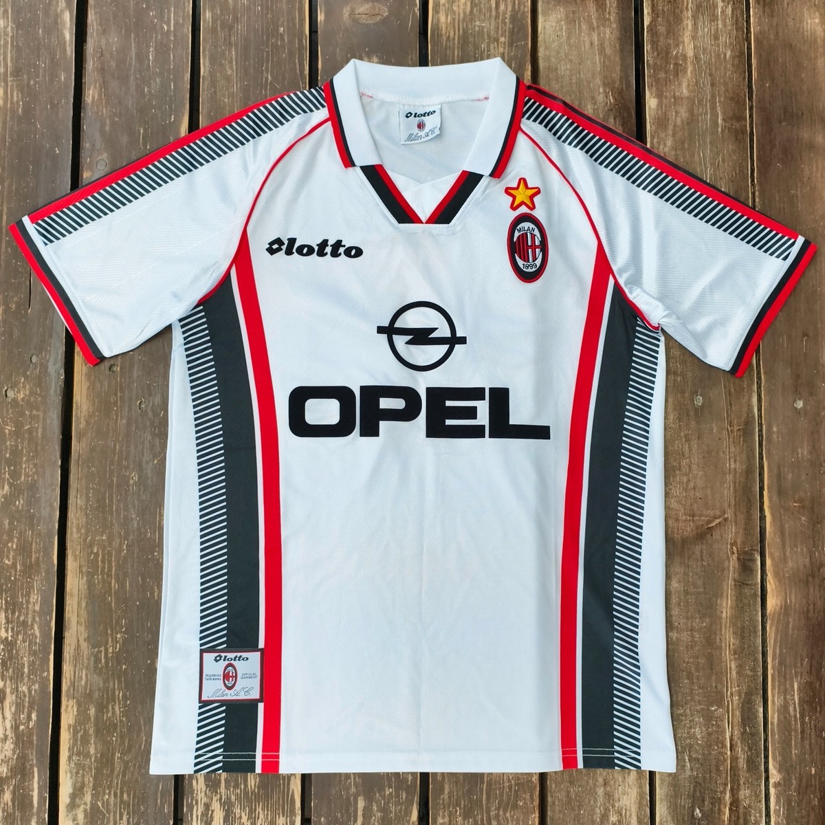 AC Milan 1997-1998 Away Size L Official Soccer Jersey LOTTO