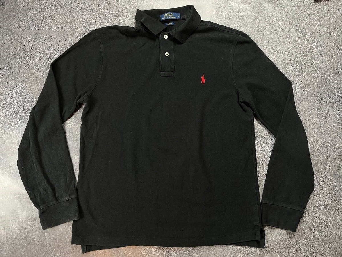 Polo Ralph Lauren Black Slim fit Long sleeve Shirt size L | eBay