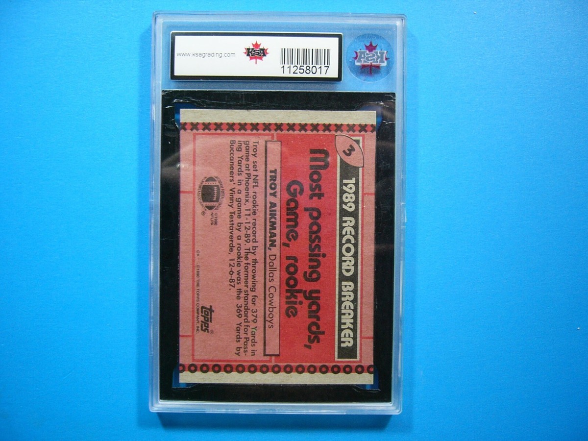 1990 TOPPS NFL FOOTBALL CARD #3 TROY AIKMAN ROOKIE RECORD BREAKER