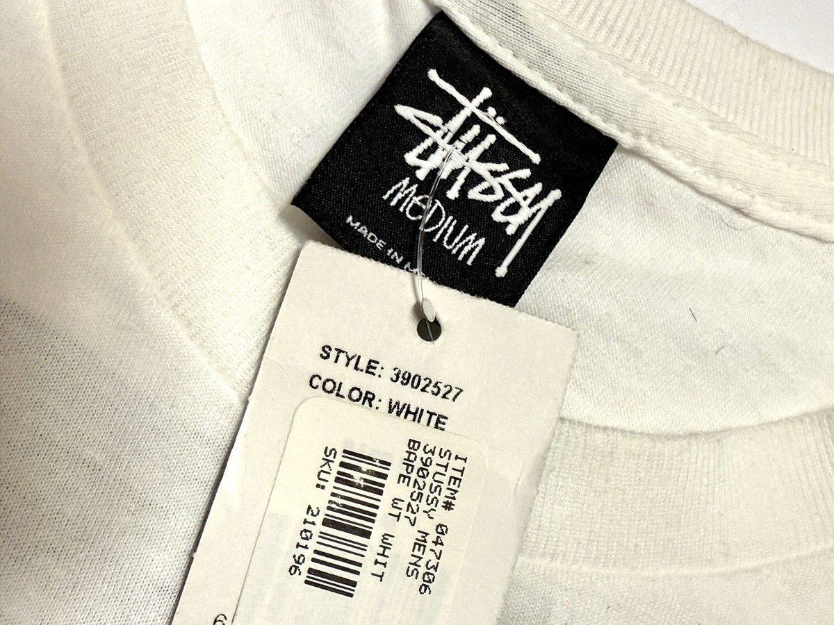 Vintage Stussy x Bape World Tour Shirt White NEW NWT Medium