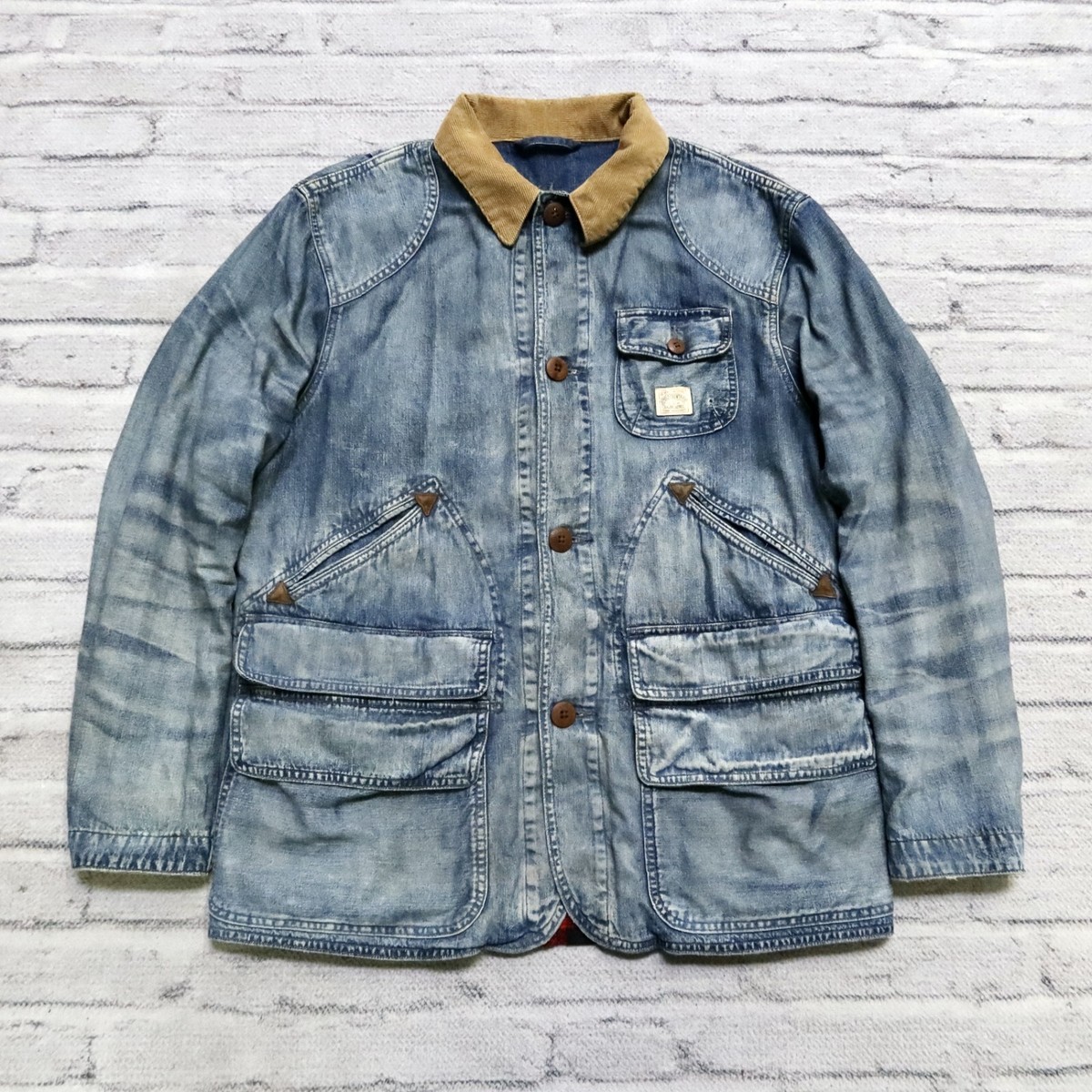 Vintage Polo Country Ralph Lauren Plaid Lined Denim Hunting Jacket