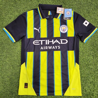 Puma Manchester City Away 24-25 Men's Soccer Jersey Navy-Neon | eBay