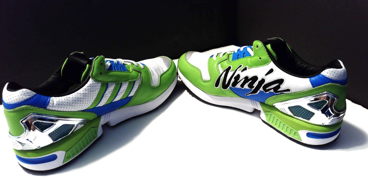 Adidas Sz.13 Men's White, Black, Blue, Chrome ZX 8000 Ninja