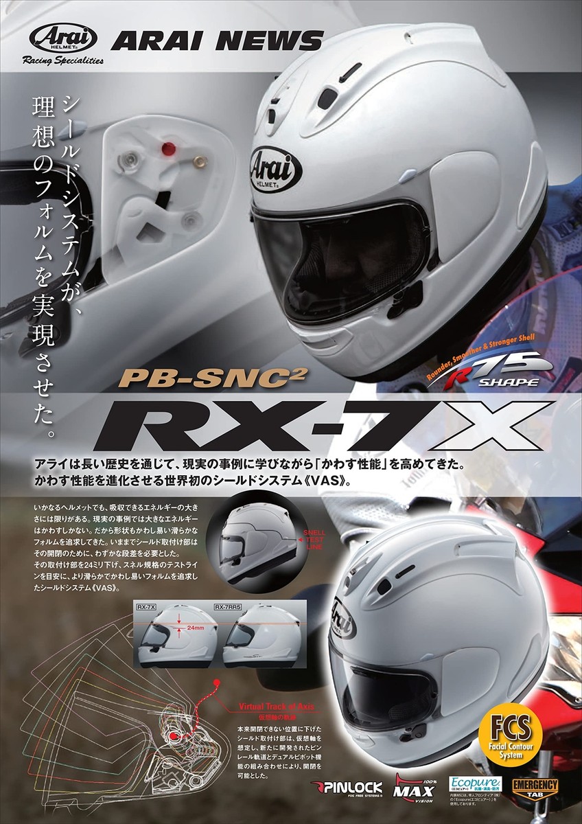 Arai Motorcycle Helmet Full Face RX-7X White, 61~62cm/XL/23.62inch
