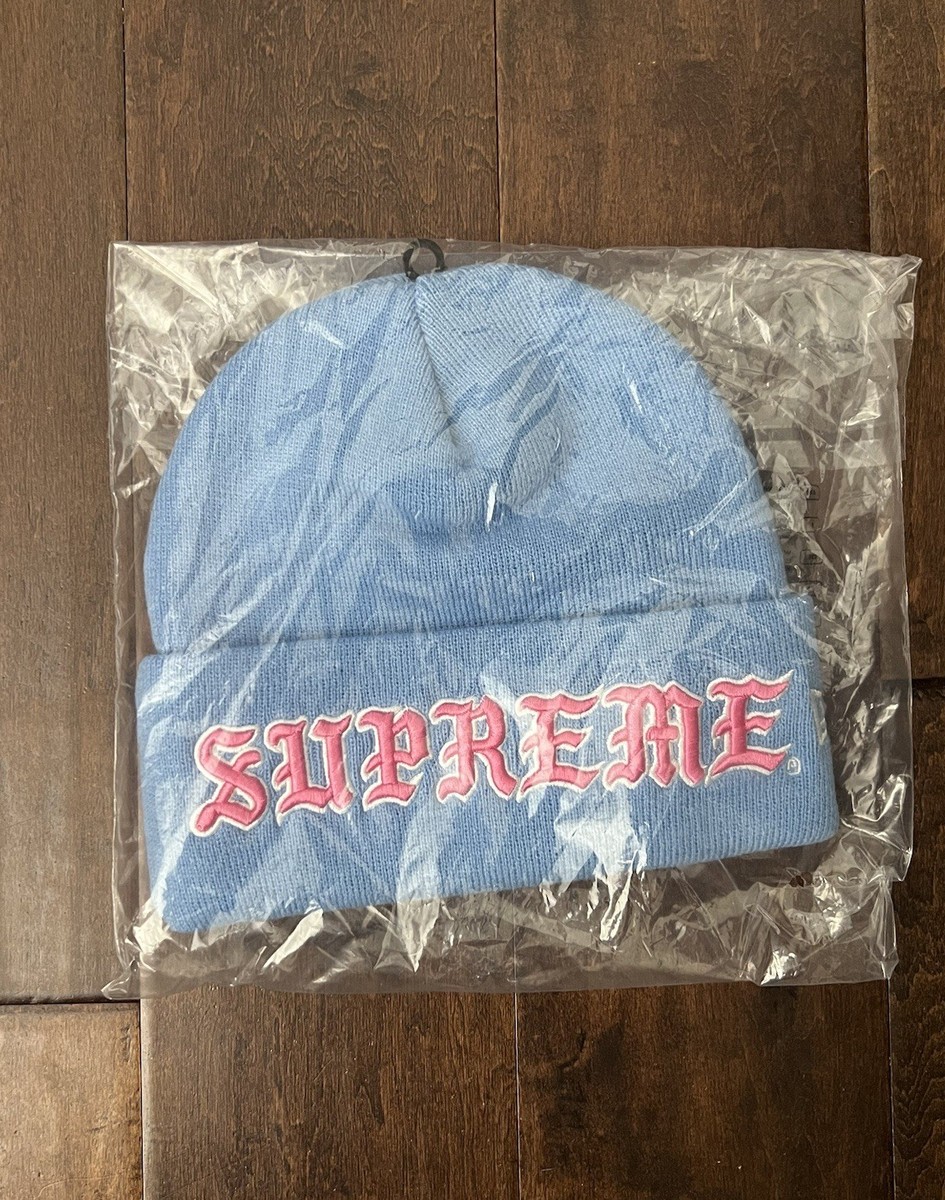 Supreme FW25 New Era Old English Logo Cotton Beanie Blue Pink One