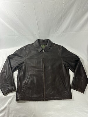Vintage Eddie Bauer Leather Jacket Mens Large Full Zip Excellent