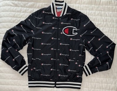 Champion Men's Varsity Jacket Full Zip/ Size Small/Black (Good