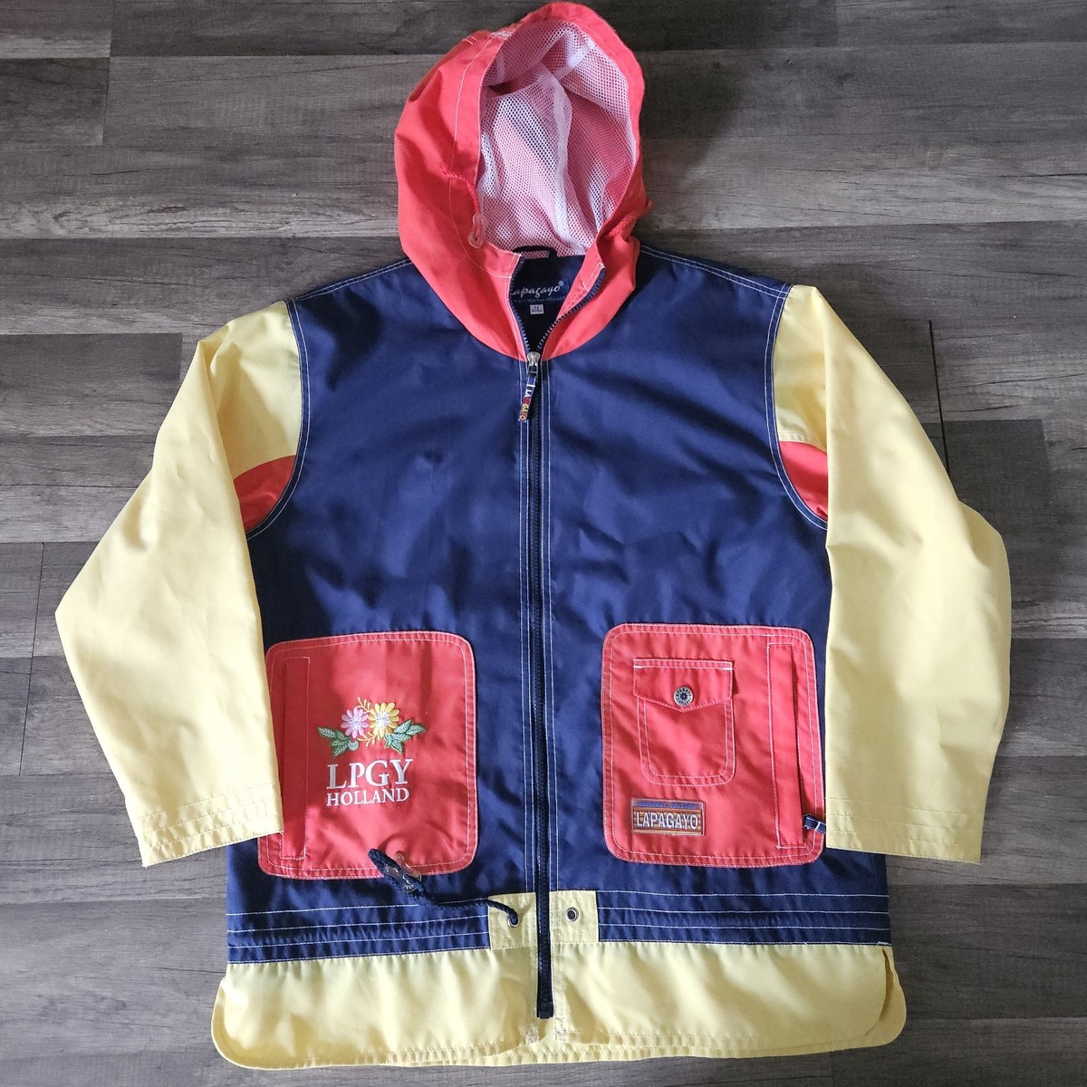 Lapagayo Vintage Jacket Nautical Hooded 90s Retro Collourfull Full