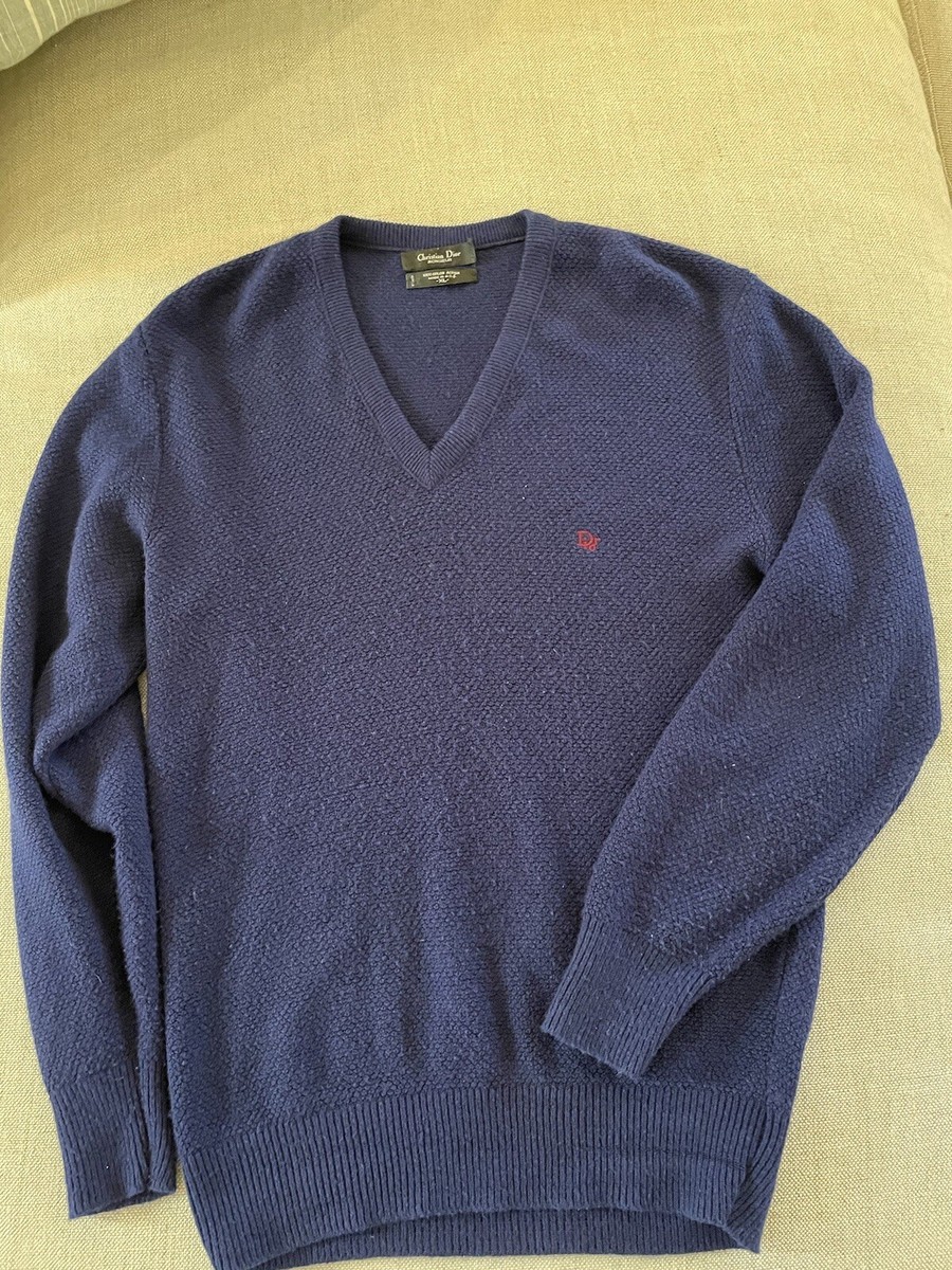 Christian Dior MONSIEUR Made In USA Vintage V-Neck Logo Sweater in