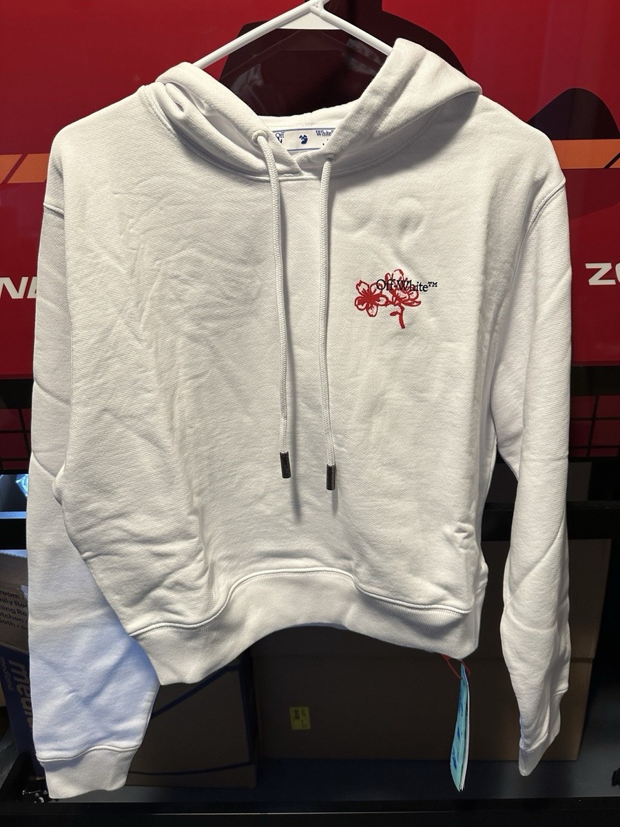 Off-White CNY Cropped Hoodie White & Red - Women's Size Small
