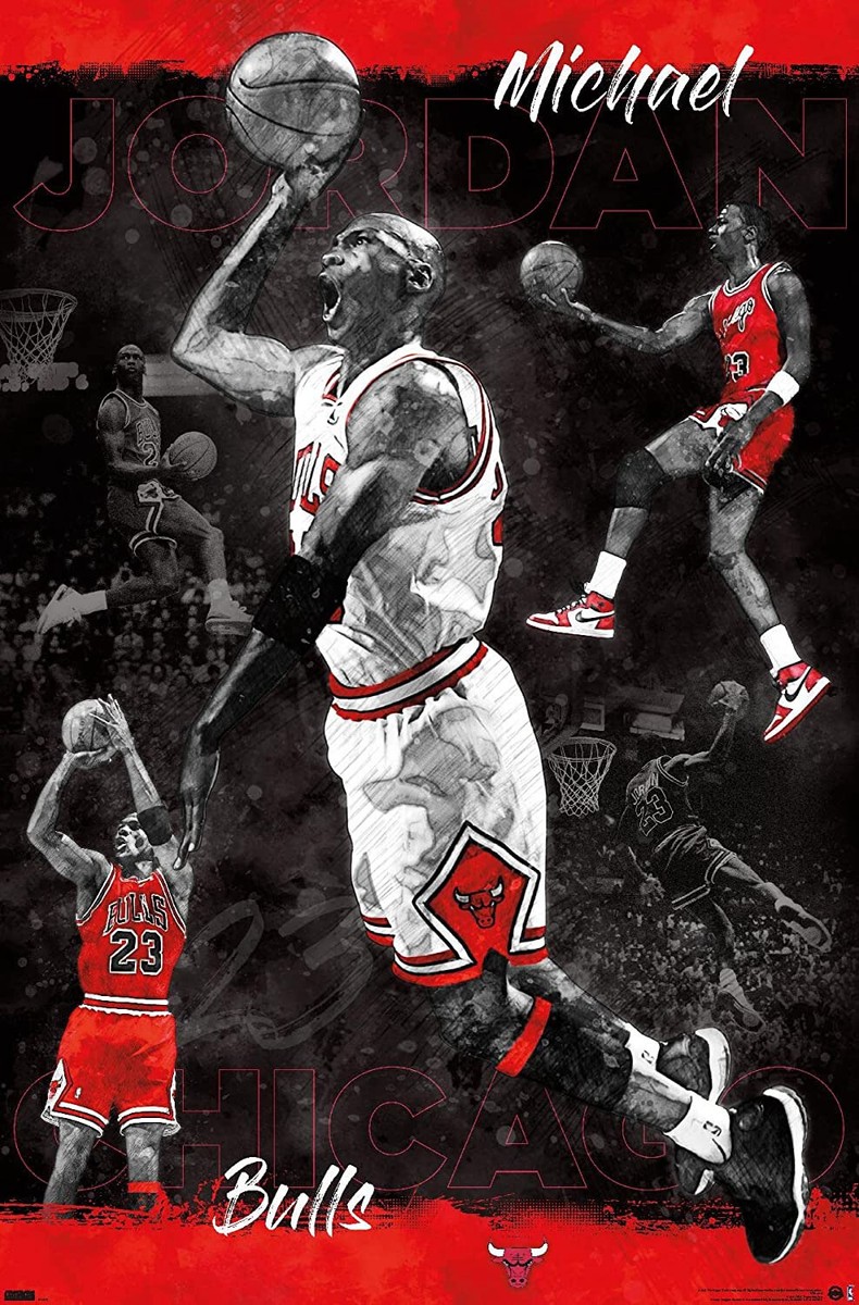 2021 CHICAGO BULLS MICHAEL JORDAN SKETCH POSTER BY UPPER DECK NEW