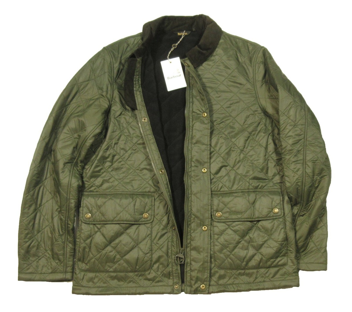 Barbour Men's Olive Green Denill Polar Fleece Quilted Jacket $280