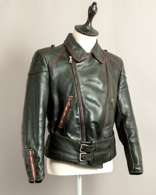 Vintage 1950s German Horsehide Leather Motorcycle Jacket | Size 38